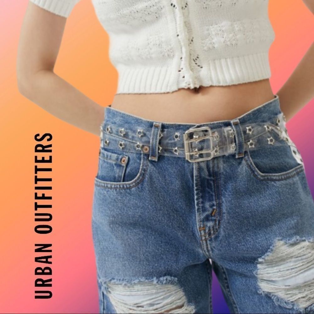 NWT UO Urban Outfitters Star Clear Grommet Belt
